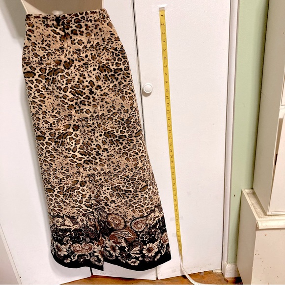 KIM ROGERS Signature Cheetah Leopard Floral Maxi Skirt Zip Back Womens Large - Picture 4 of 14